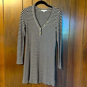 Long sleeve, soft striped retro dress